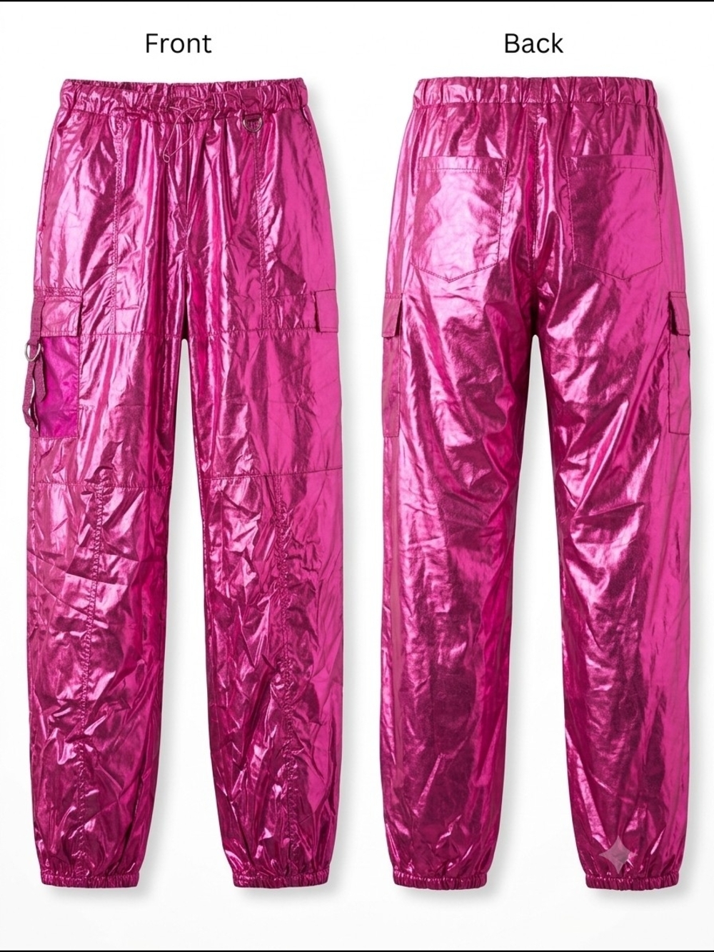 Metallic Pink Cargo Joggers - Women